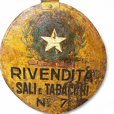 Insegna bifacciale in metallo Sali e Tabacchi, '800