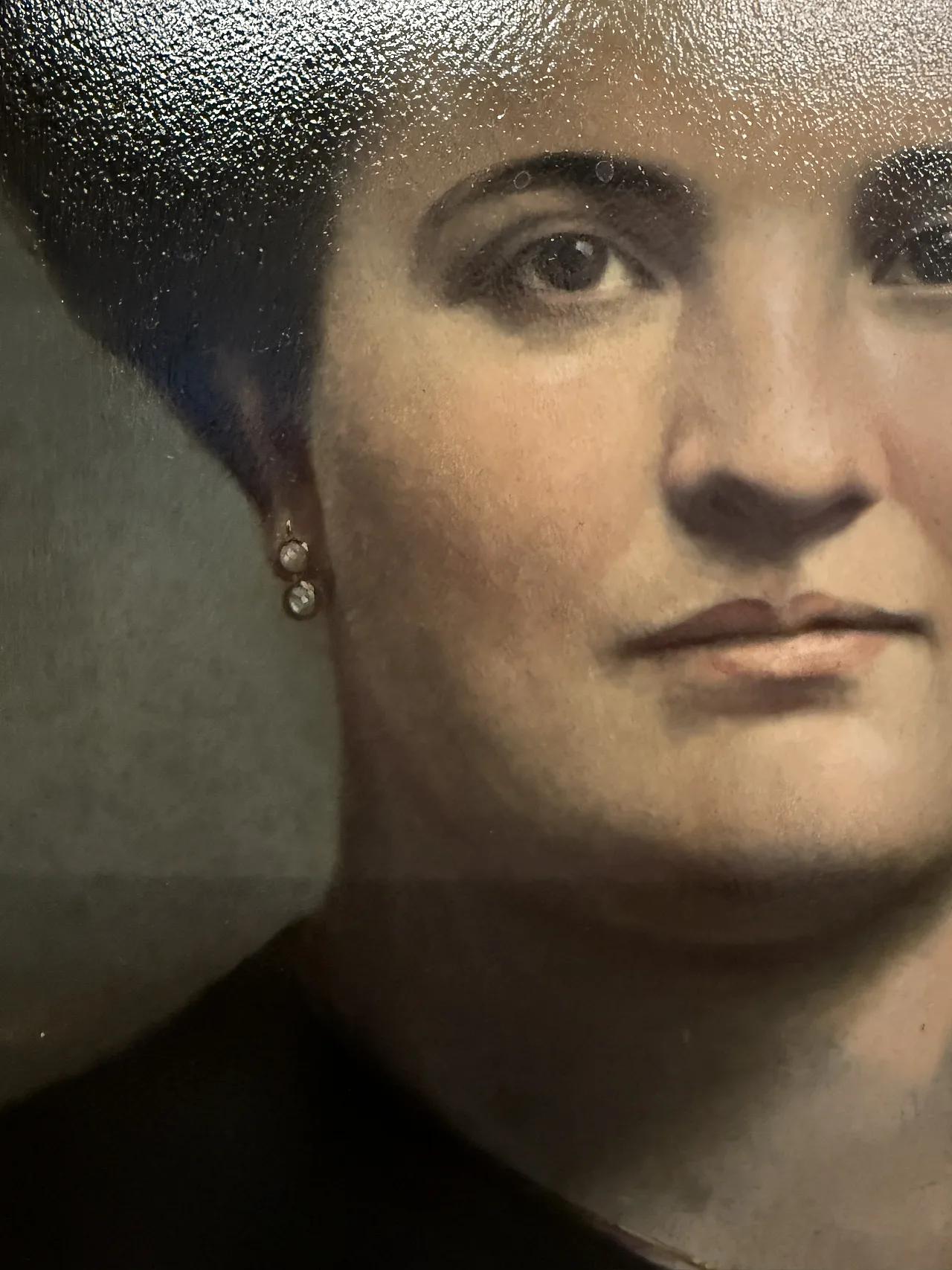 Dipinto olio su tavola ovale raffigurante donna, '800 4