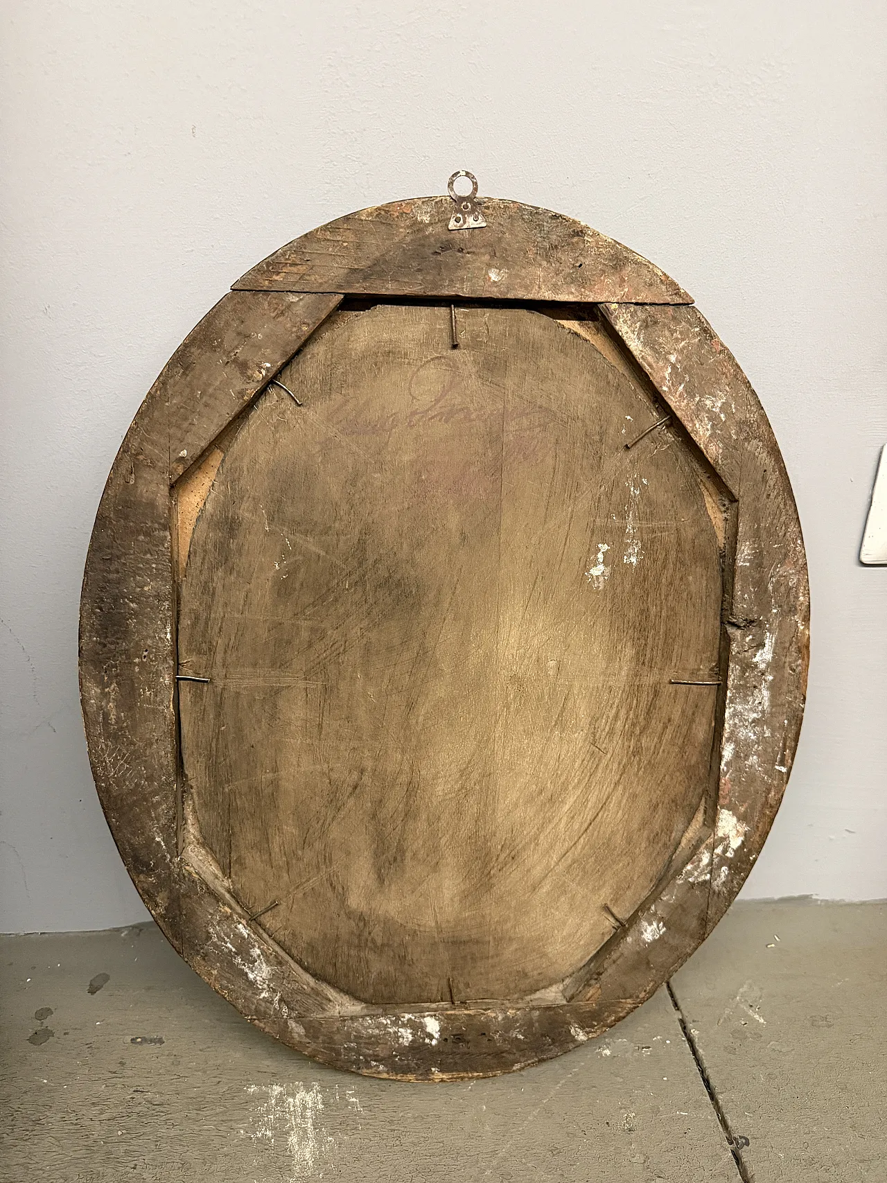 Dipinto olio su tavola ovale raffigurante donna, '800 5