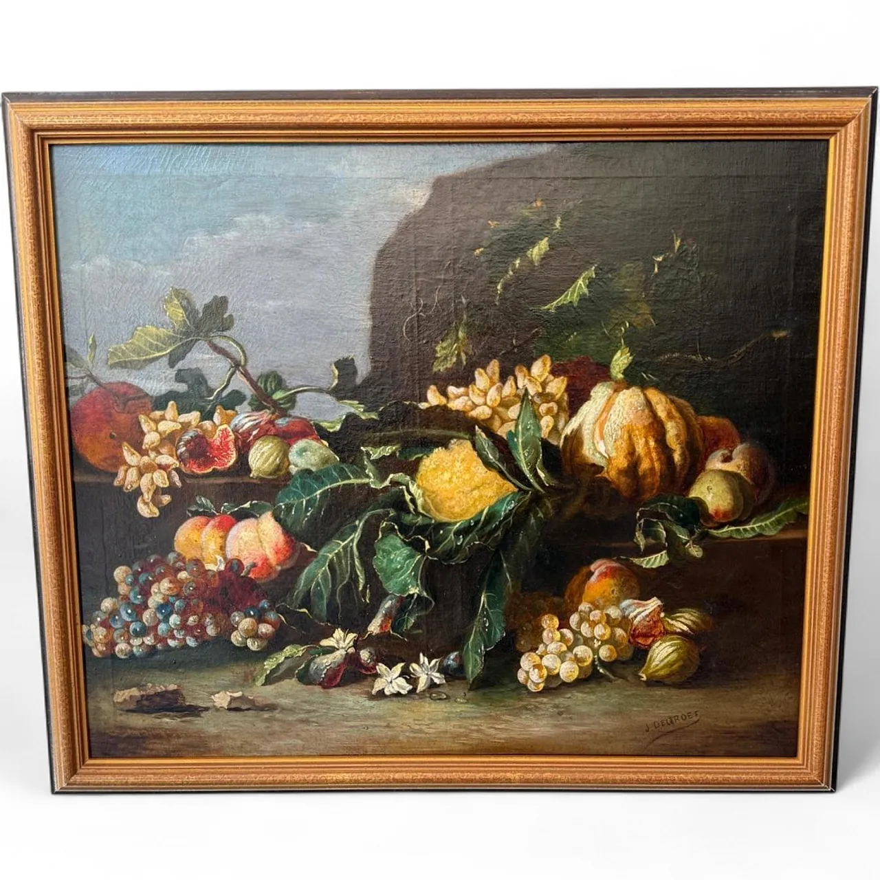 Still Life with Fruits, Signed Oil on Canvas, 19th Century 12