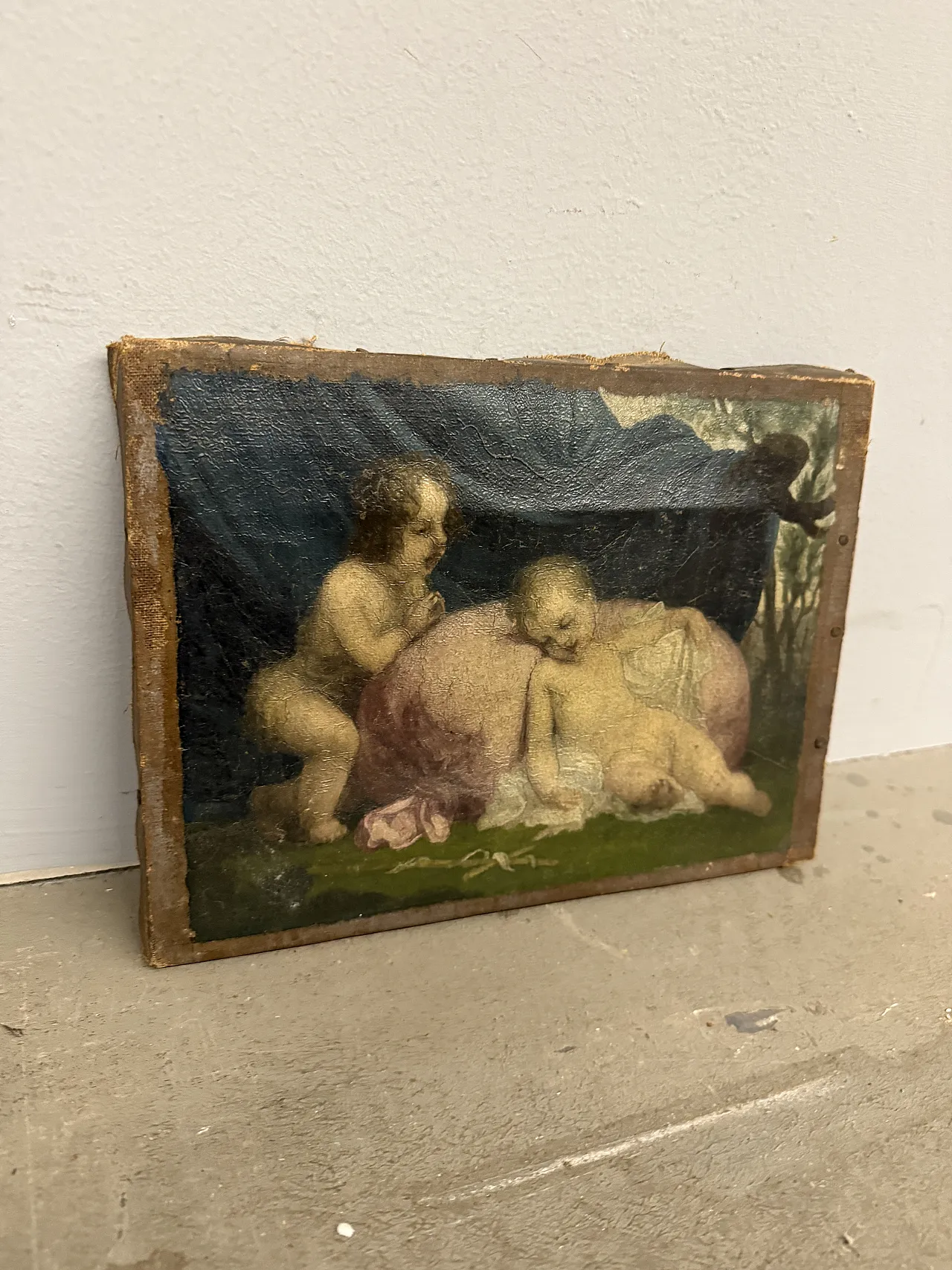 Dipinto olio su tela, putti festanti, '600 1