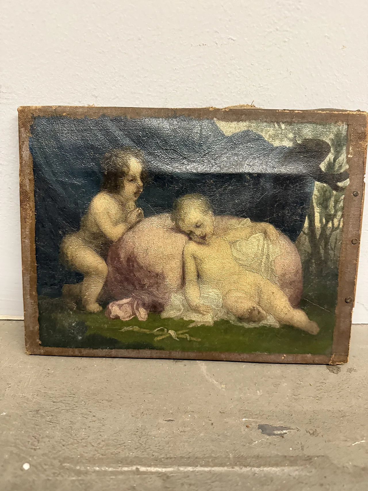 Dipinto olio su tela, putti festanti, '600 2