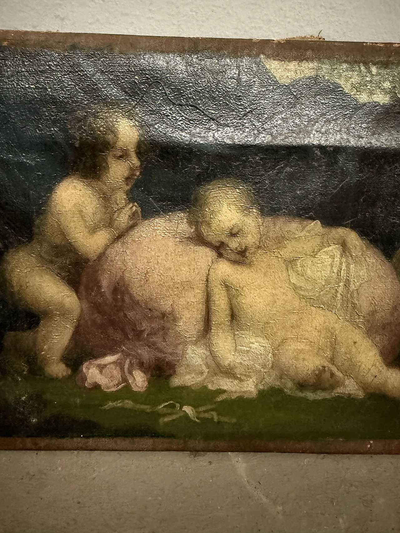 Dipinto olio su tela, putti festanti, '600 3