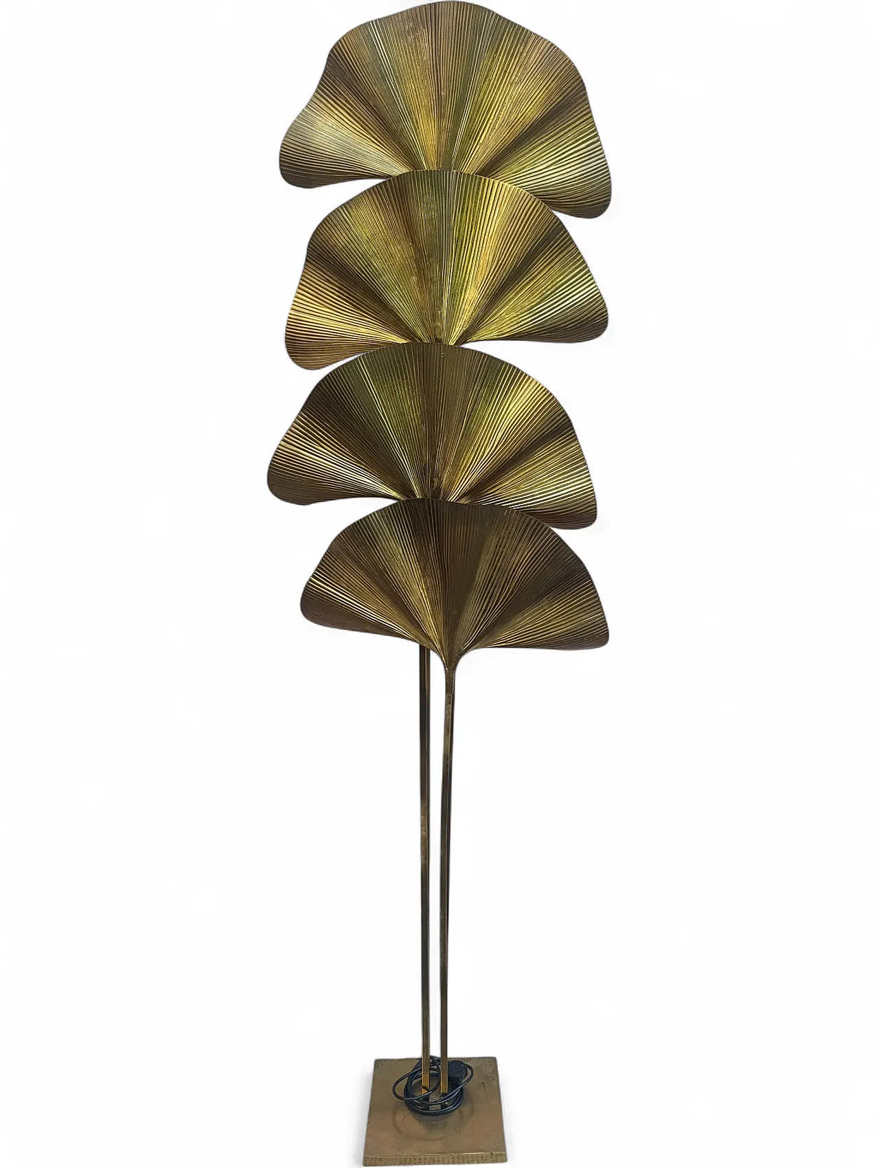 Lampada da terra in ottone di Tommaso Barbi, anni '70 5