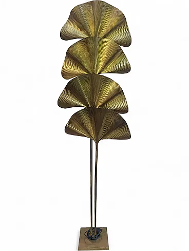 Lampada da terra in ottone di Tommaso Barbi, anni '70
