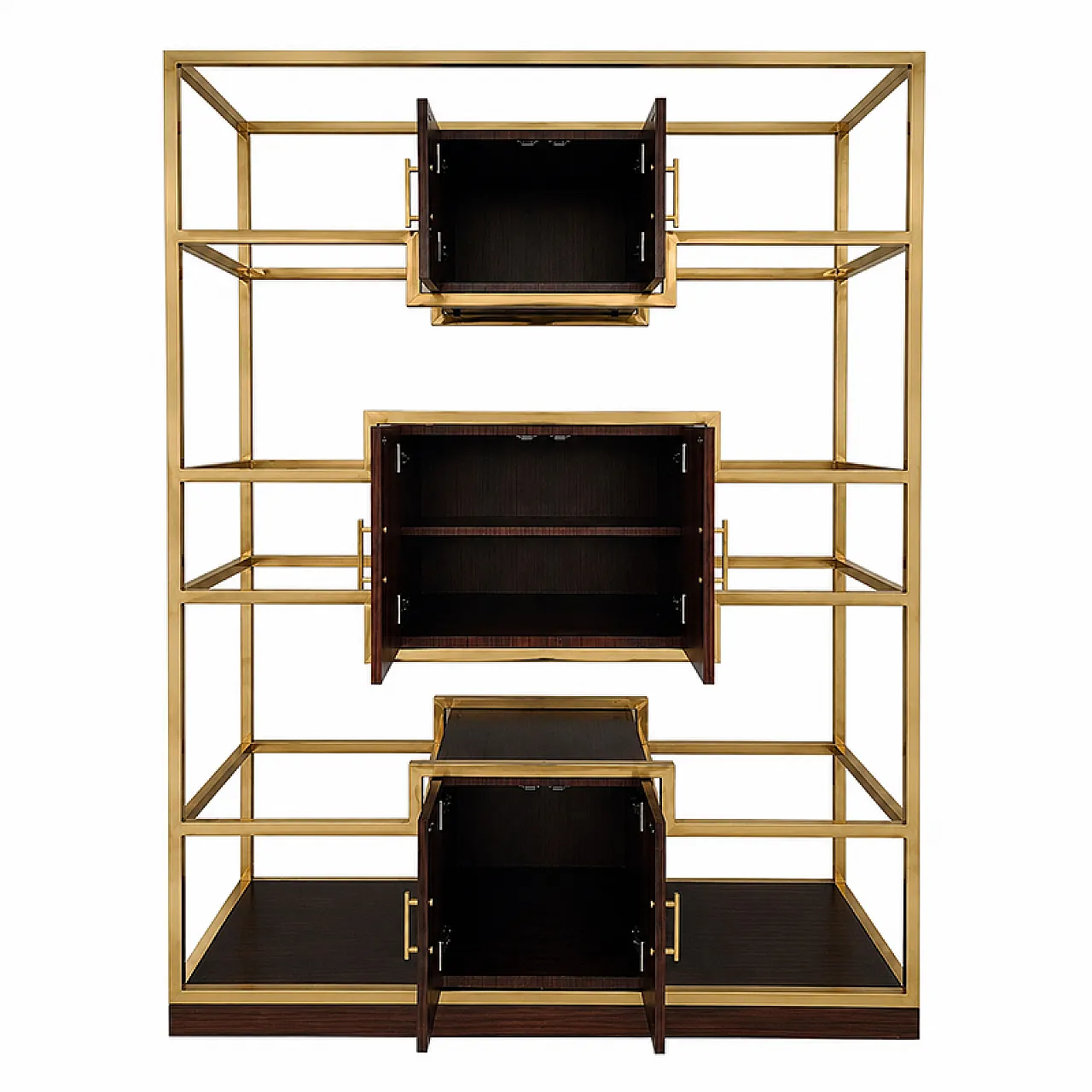 Libreria in ottone e legno, anni '90 10