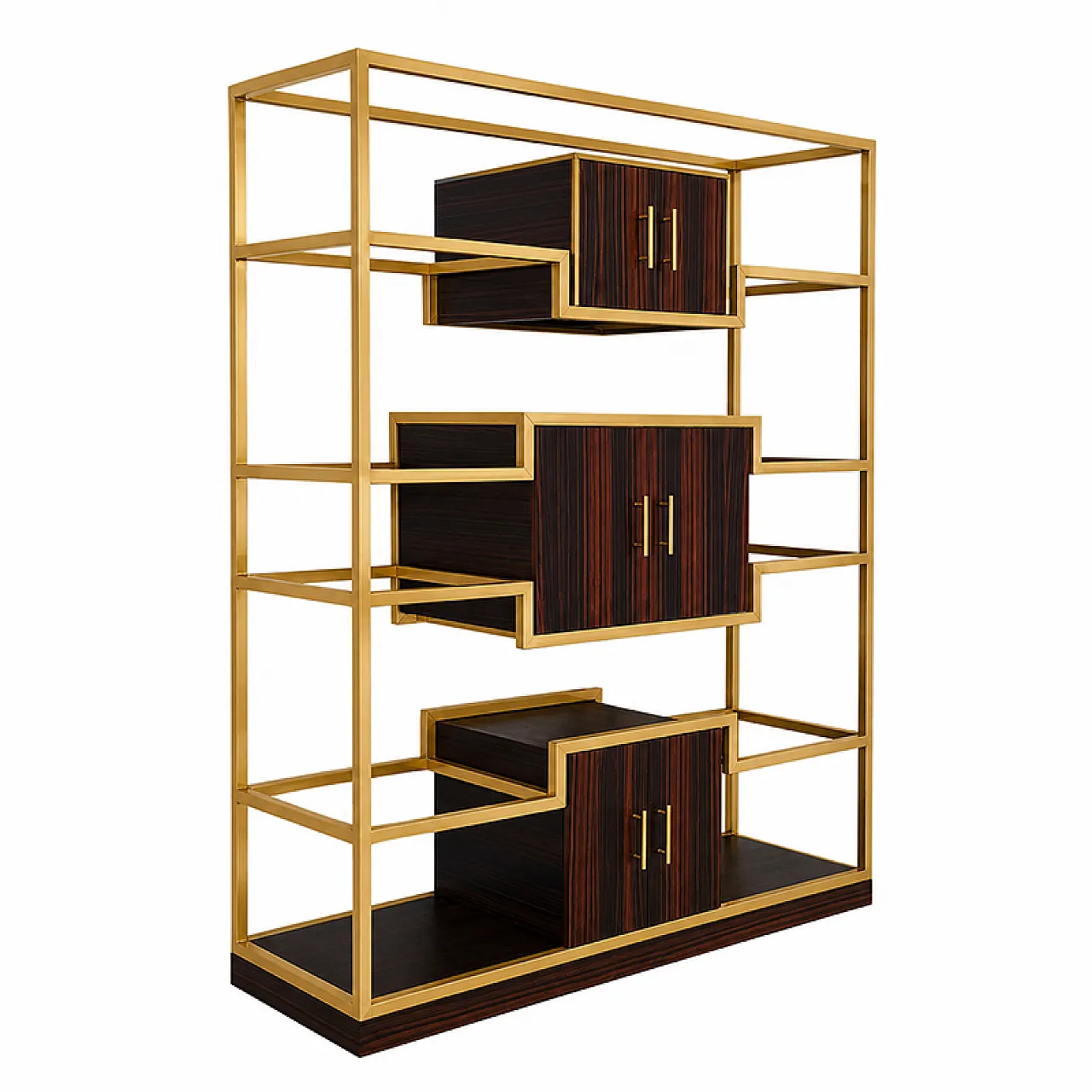 Libreria in ottone e legno, anni '90 11