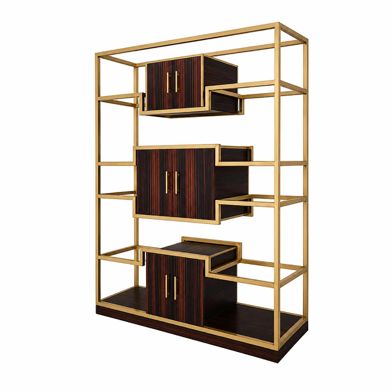 Libreria in ottone e legno, anni '90 12