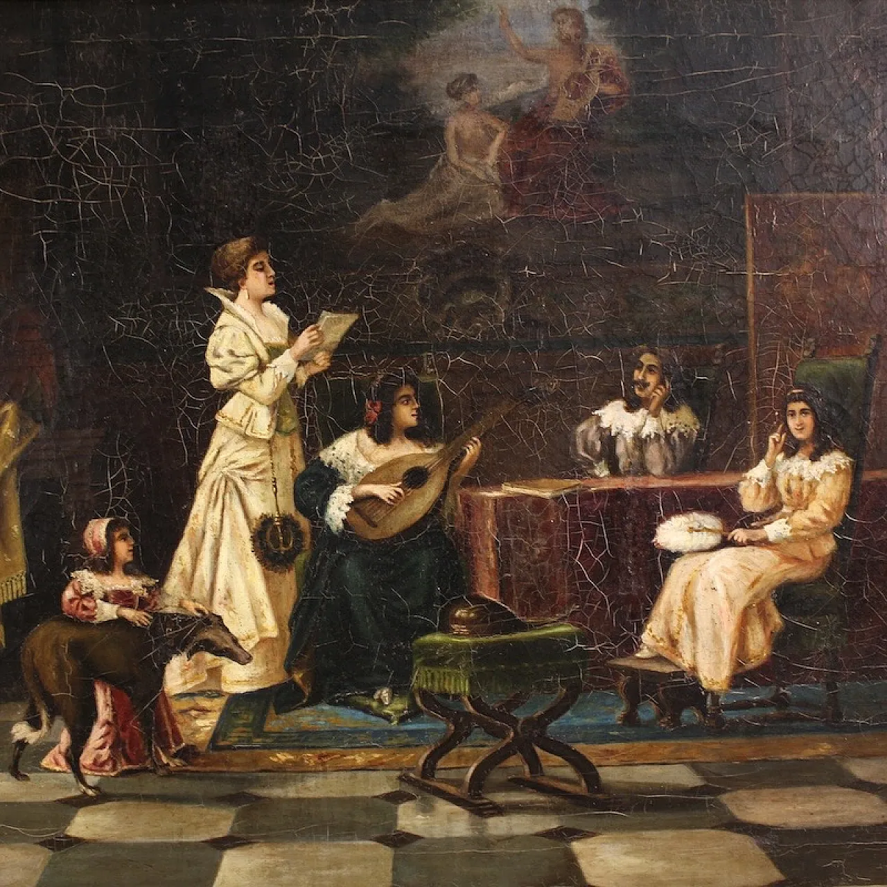 F. Bonati, Interior scene, oil painting signed and dated 1913 3
