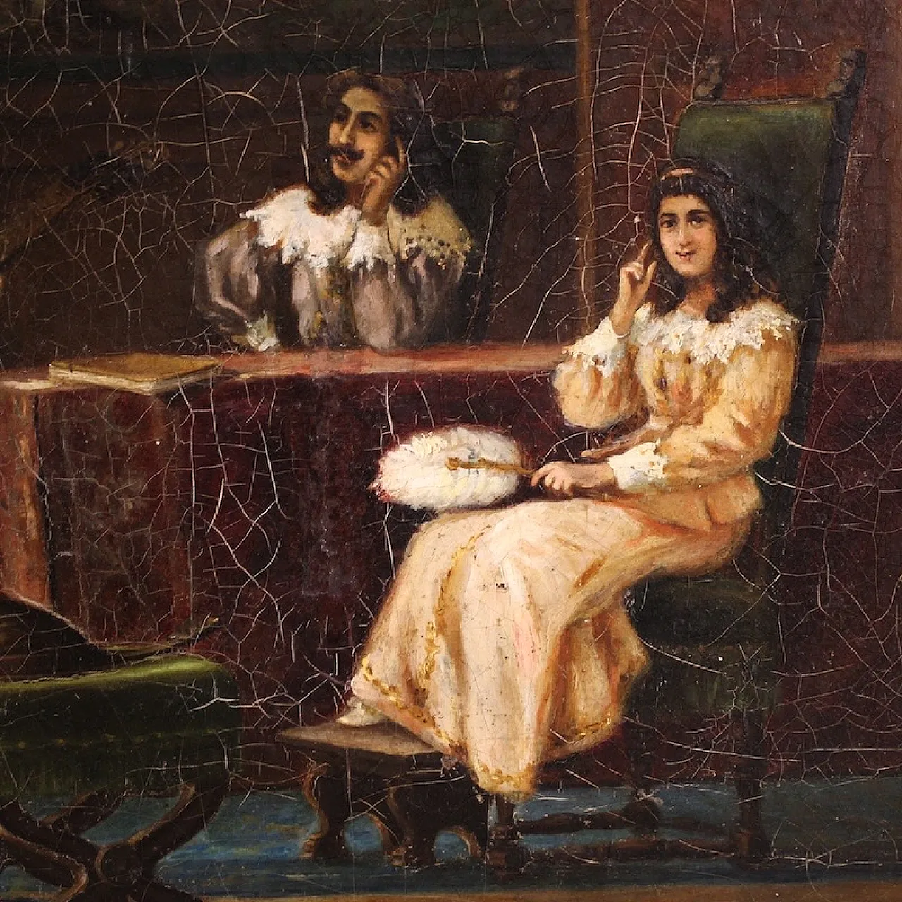 F. Bonati, Interior scene, oil painting signed and dated 1913 6