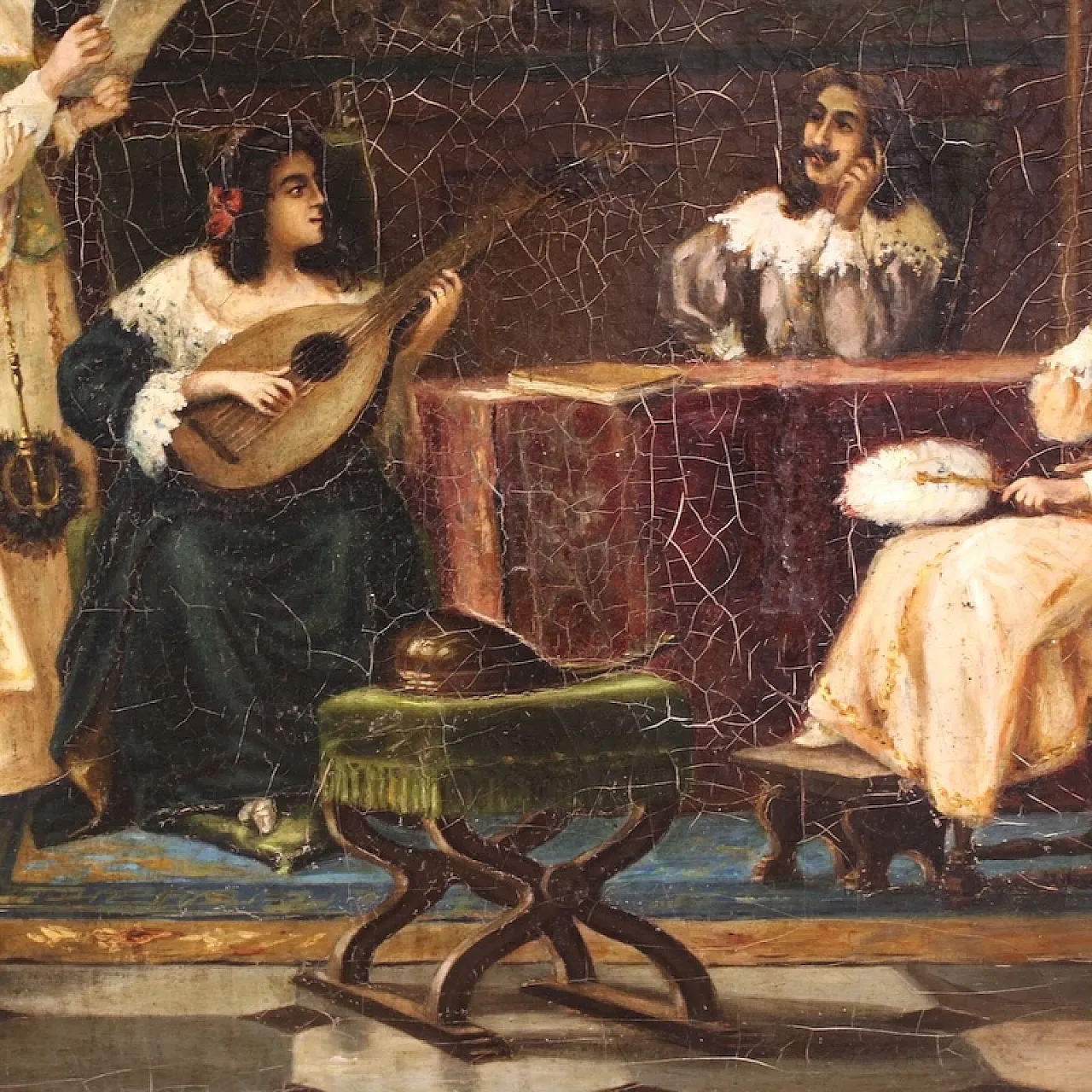 F. Bonati, Interior scene, oil painting signed and dated 1913 10