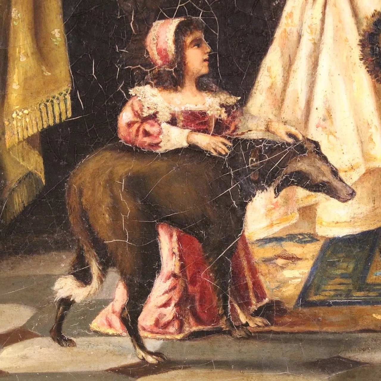 F. Bonati, Interior scene, oil painting signed and dated 1913 14