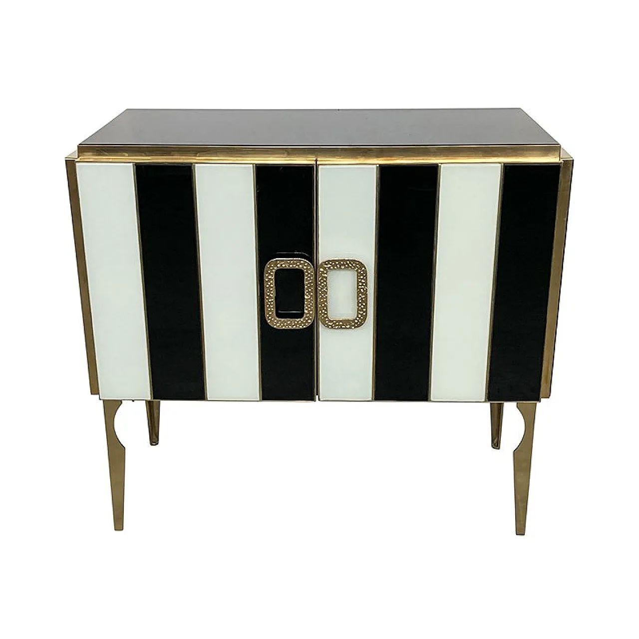 Sideboard in black and white Murano glass, 1980s 1