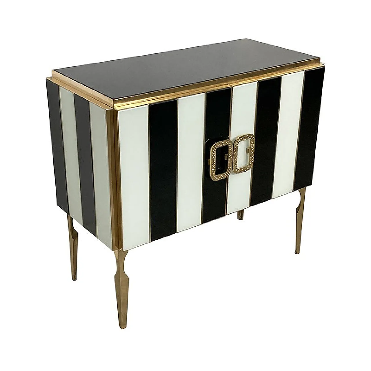 Sideboard in black and white Murano glass, 1980s 2
