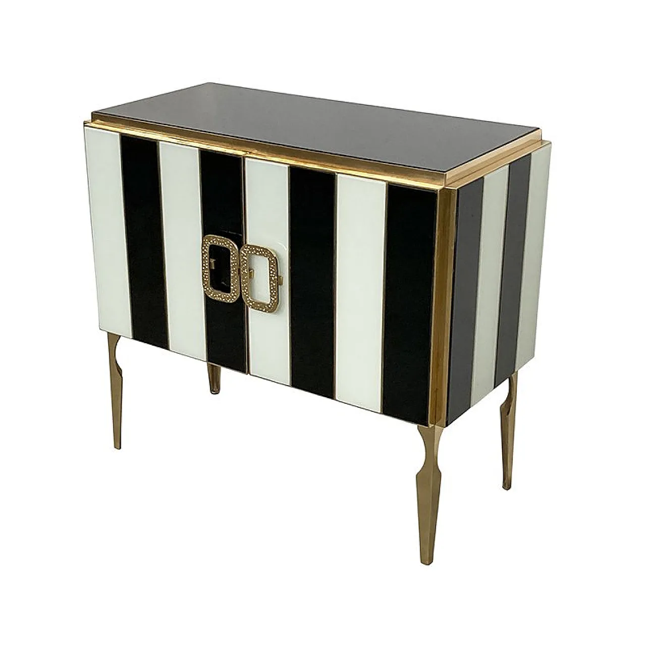 Sideboard in black and white Murano glass, 1980s 3