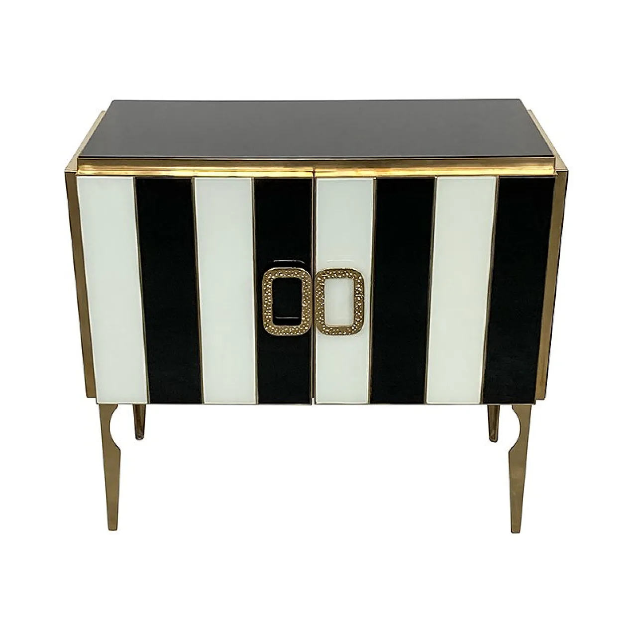 Sideboard in black and white Murano glass, 1980s 4