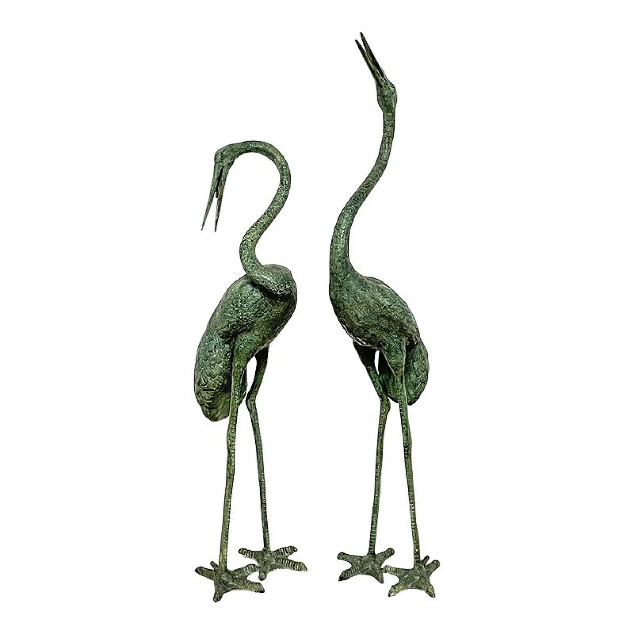 Bronze heron sculptures, Italy, 20th century, set of 2 1