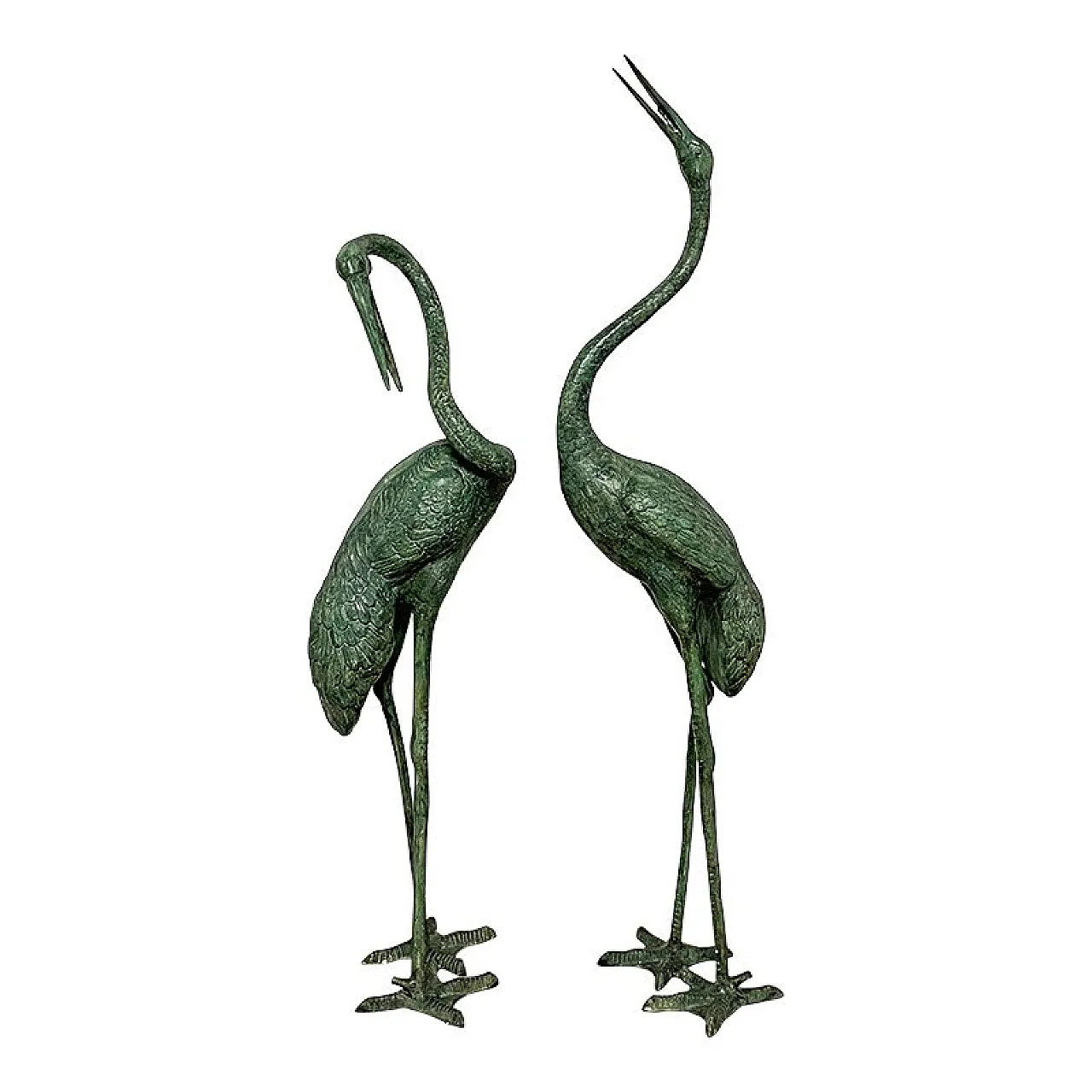 Bronze heron sculptures, Italy, 20th century, set of 2 2