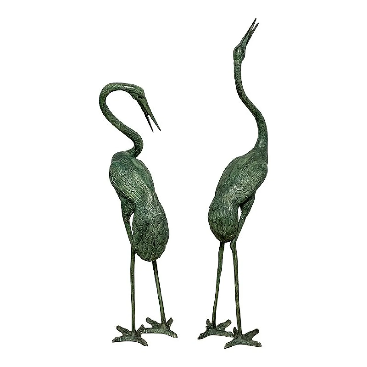Bronze heron sculptures, Italy, 20th century, set of 2 8