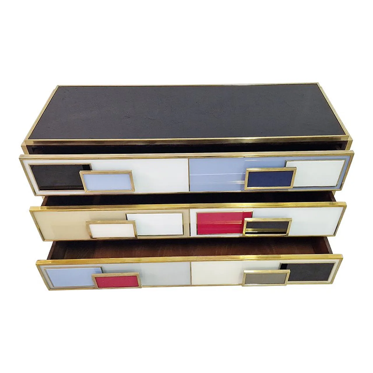 Dresser with 3 glass drawers, 1990s 5
