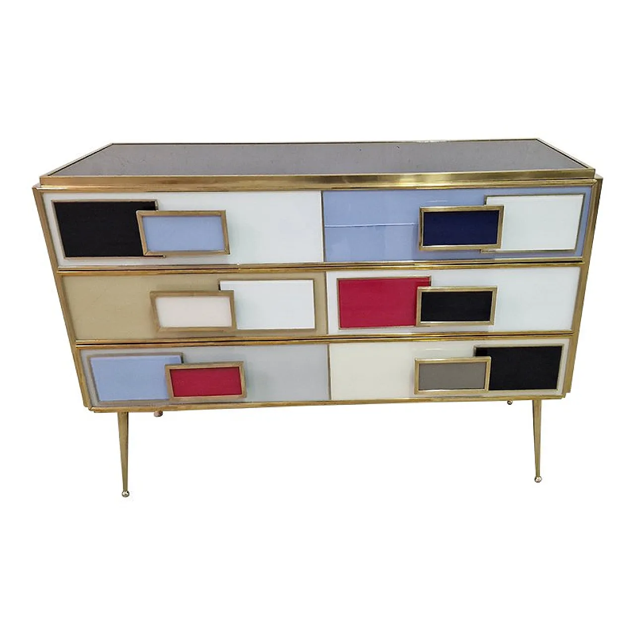 Dresser with 3 glass drawers, 1990s 6