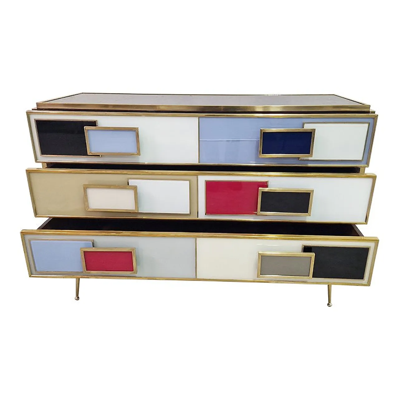 Dresser with 3 glass drawers, 1990s 7