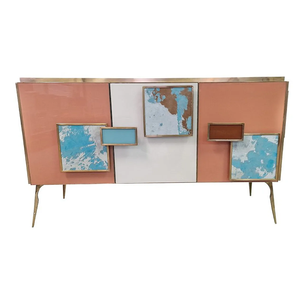 Three-door glass sideboard, 1990s 1