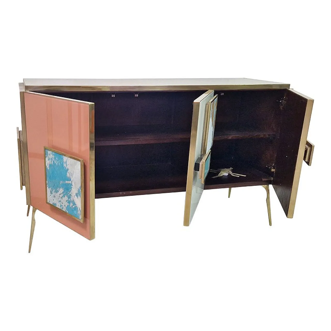Three-door glass sideboard, 1990s 3