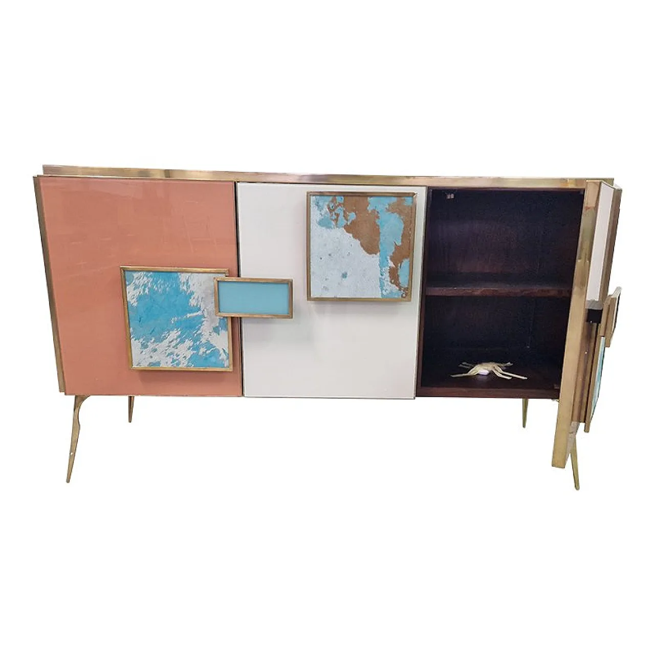 Three-door glass sideboard, 1990s 5