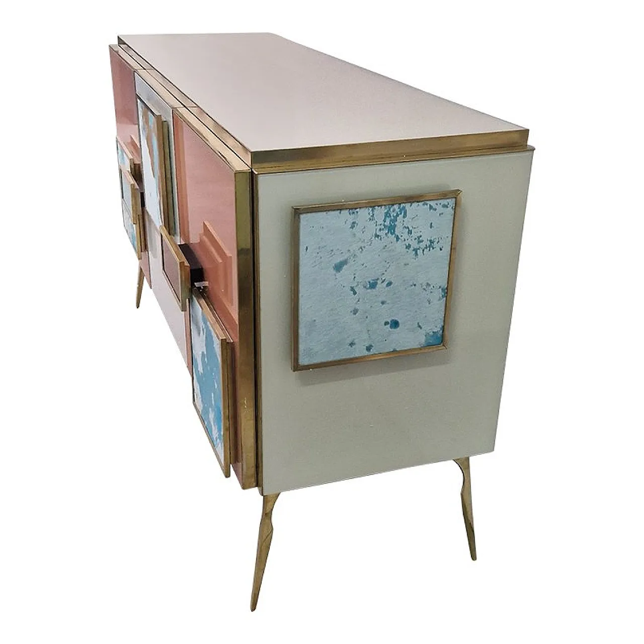 Three-door glass sideboard, 1990s 7