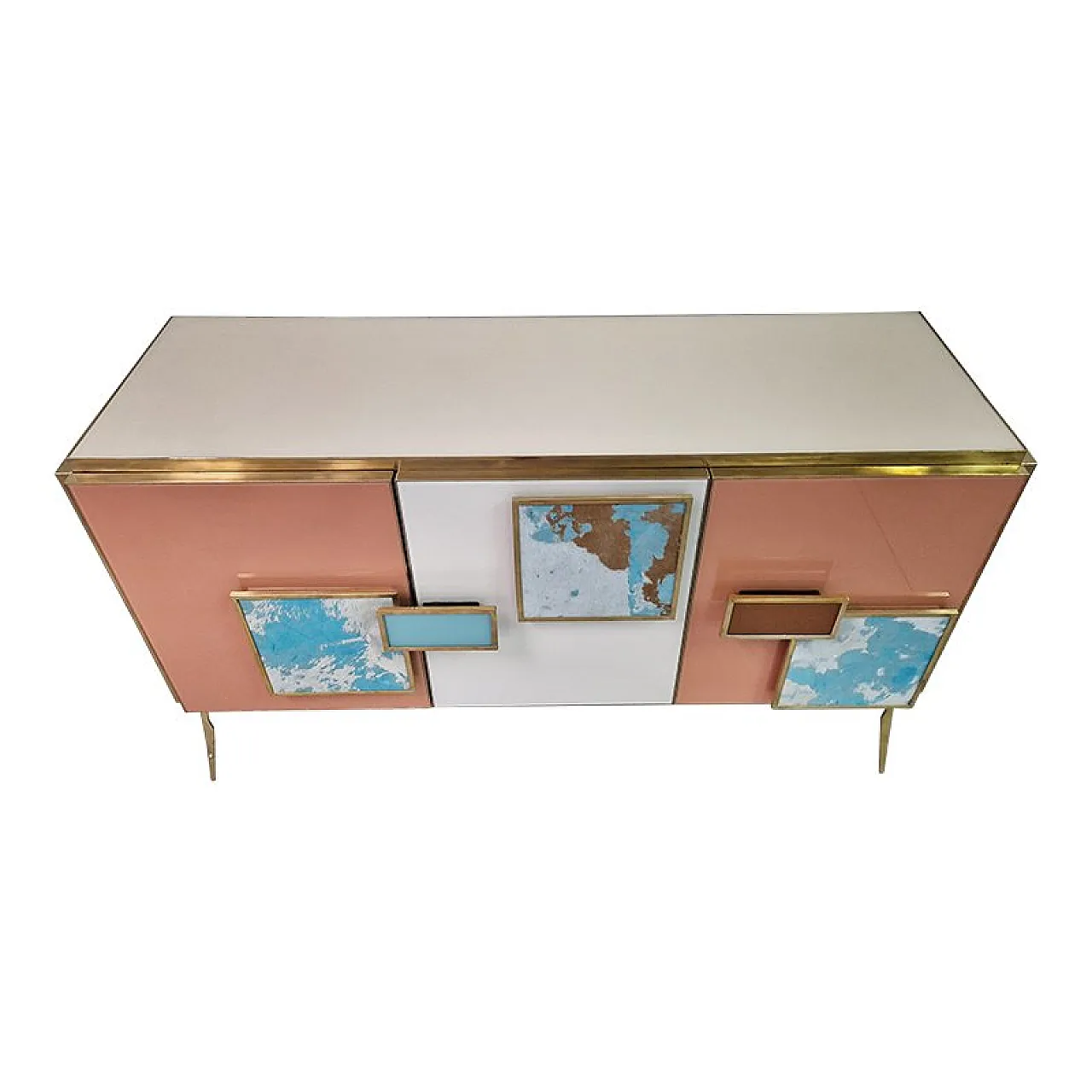 Three-door glass sideboard, 1990s 8