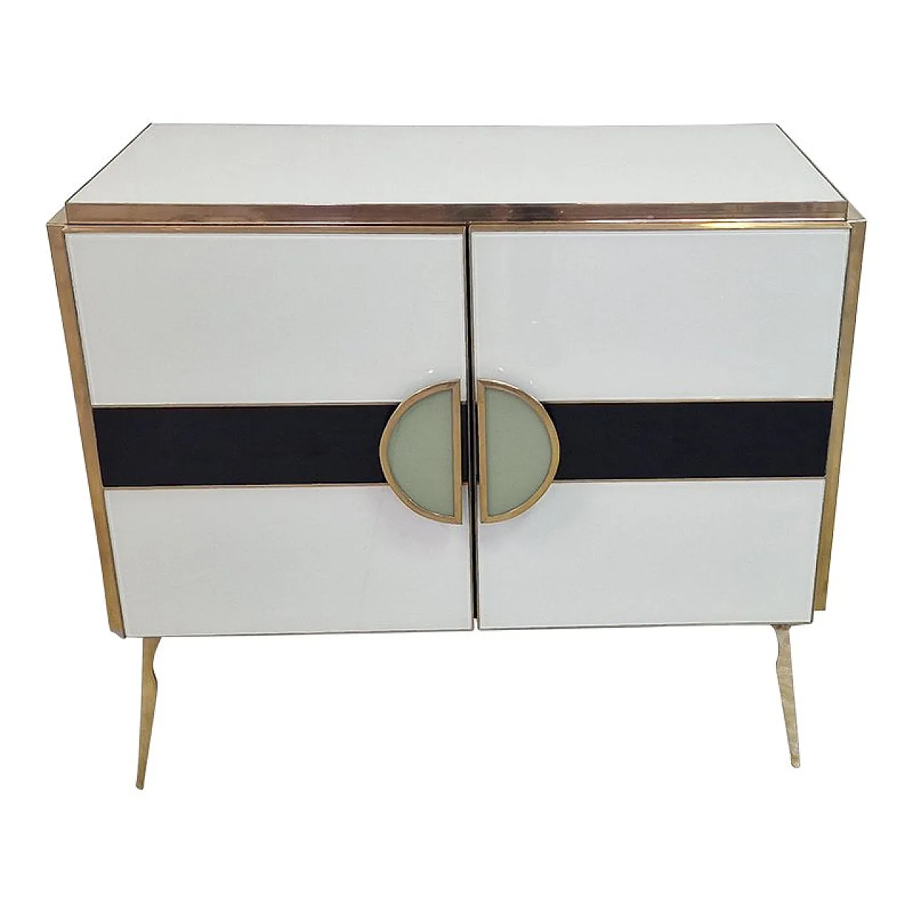 White sideboard with glass doors, 1990s 2