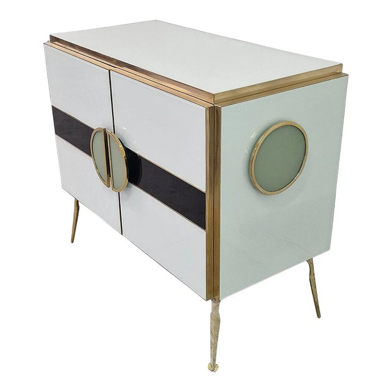 White sideboard with glass doors, 1990s 3