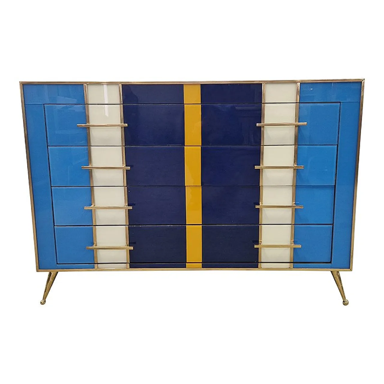 Chest of drawers with 4 glass drawers, 1990s 1