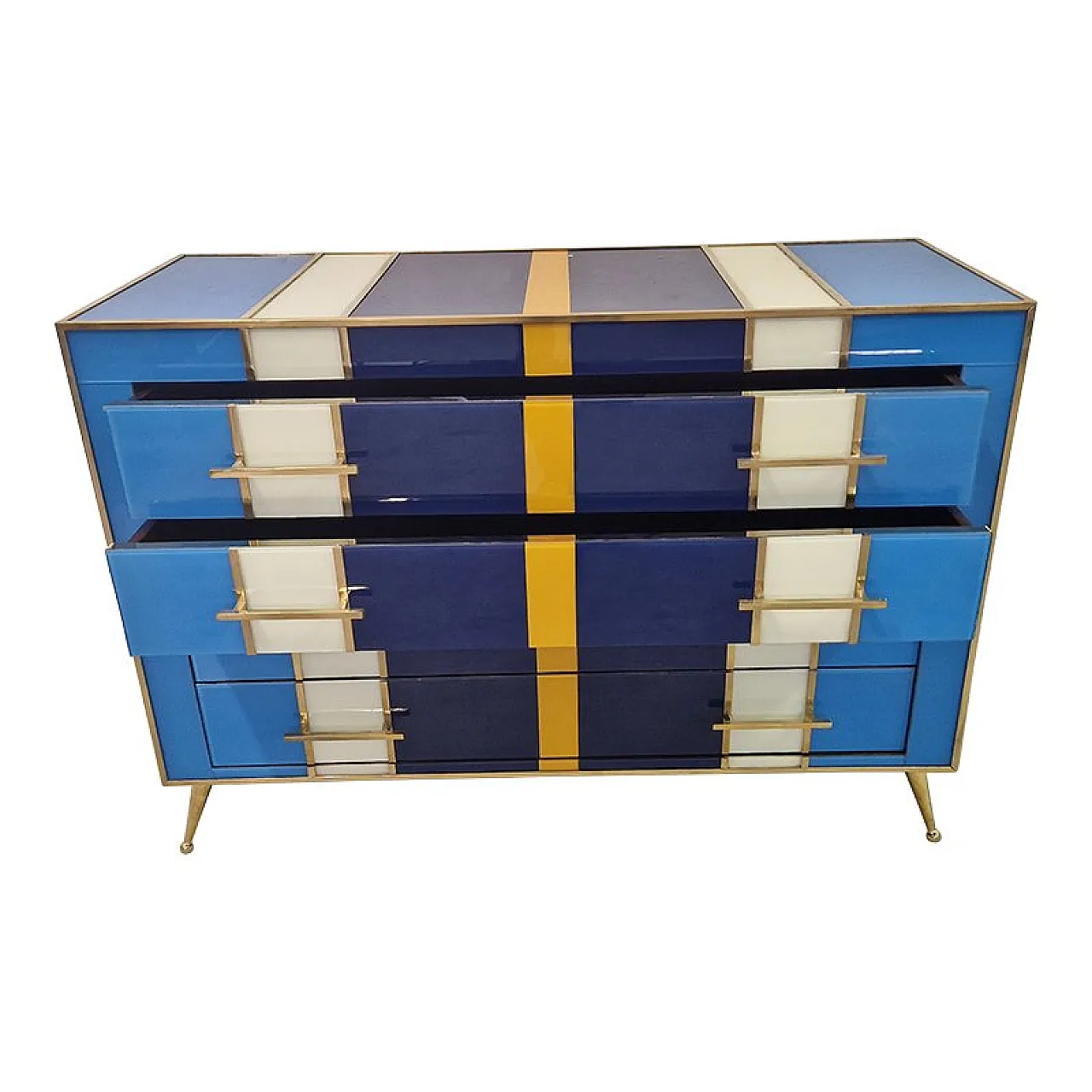 Chest of drawers with 4 glass drawers, 1990s 4