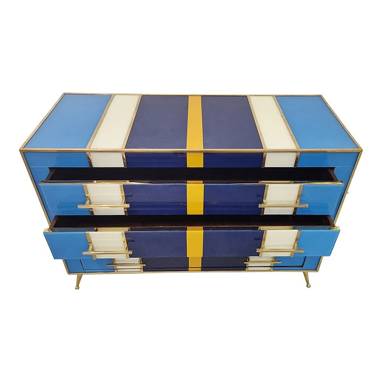 Chest of drawers with 4 glass drawers, 1990s 6