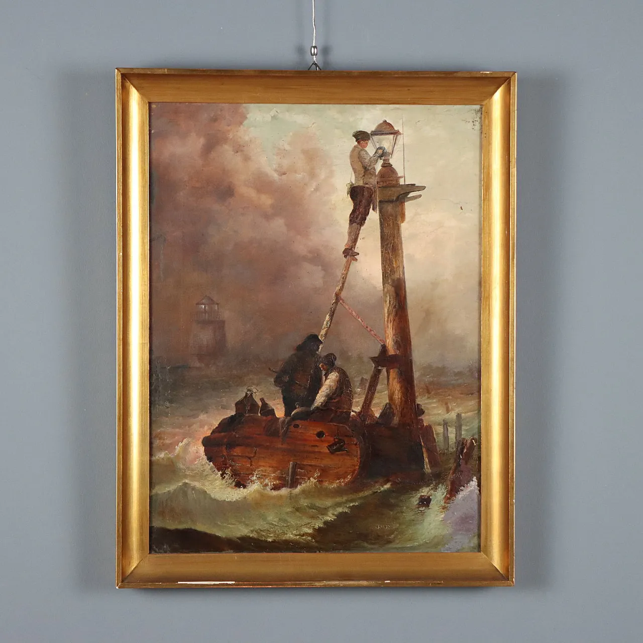Sailors Lighting the Lighthouse, oil on canvas, 19th century 1