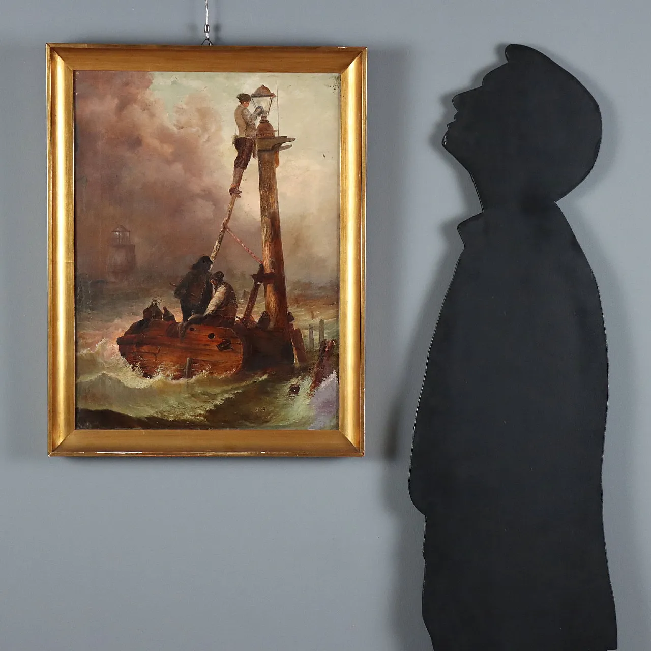 Sailors Lighting the Lighthouse, oil on canvas, 19th century 2