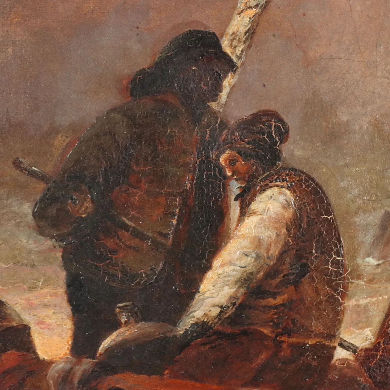 Sailors Lighting the Lighthouse, oil on canvas, 19th century 6
