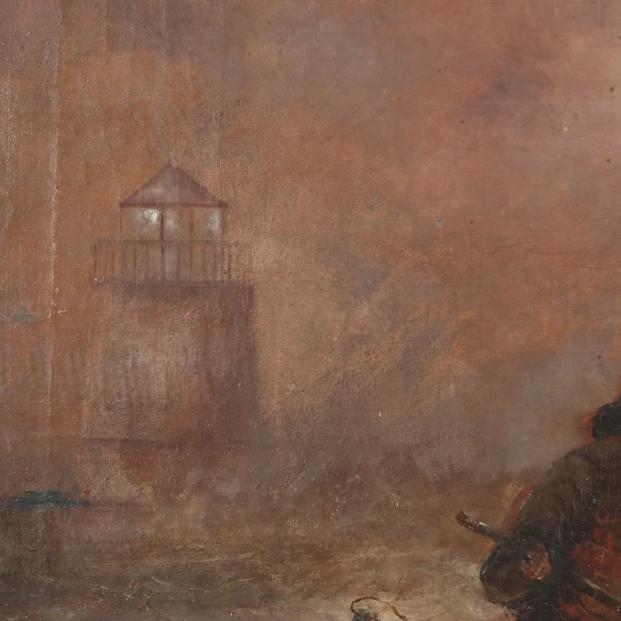 Sailors Lighting the Lighthouse, oil on canvas, 19th century 7