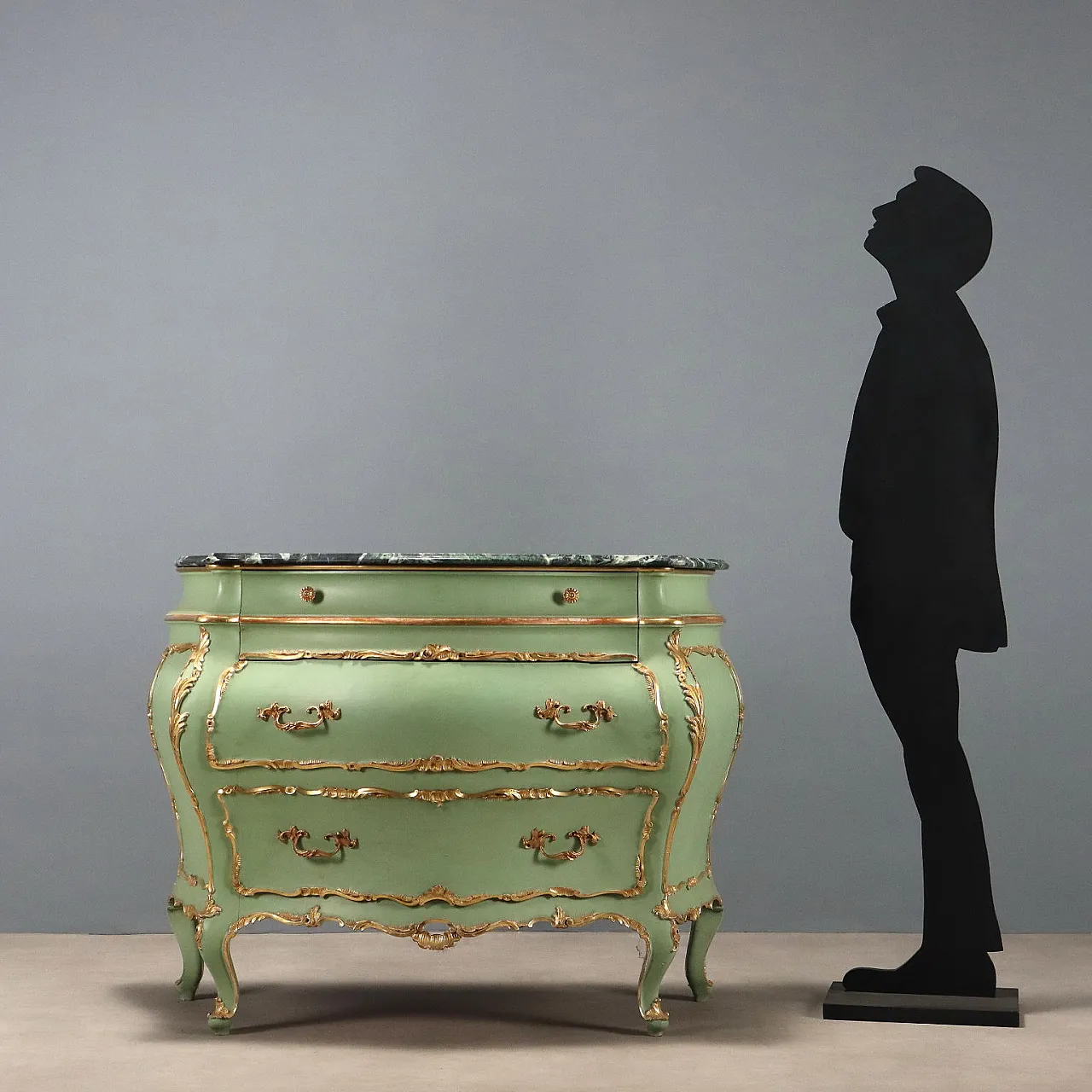 Lacquered and gilded Baroque style chest of drawers, 19th century 2