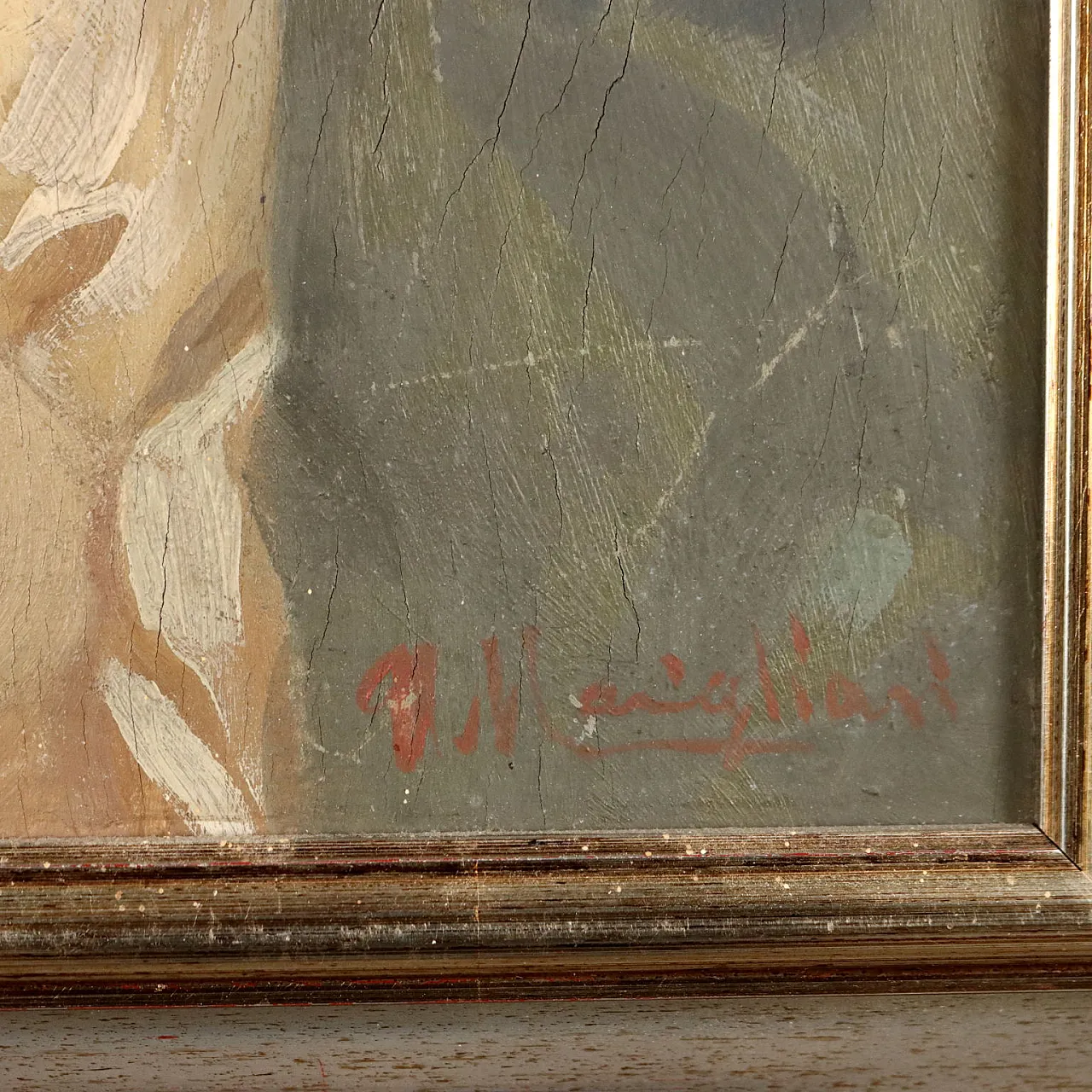 Painting by Umberto Marigliani, oil on panel, 20th century 6