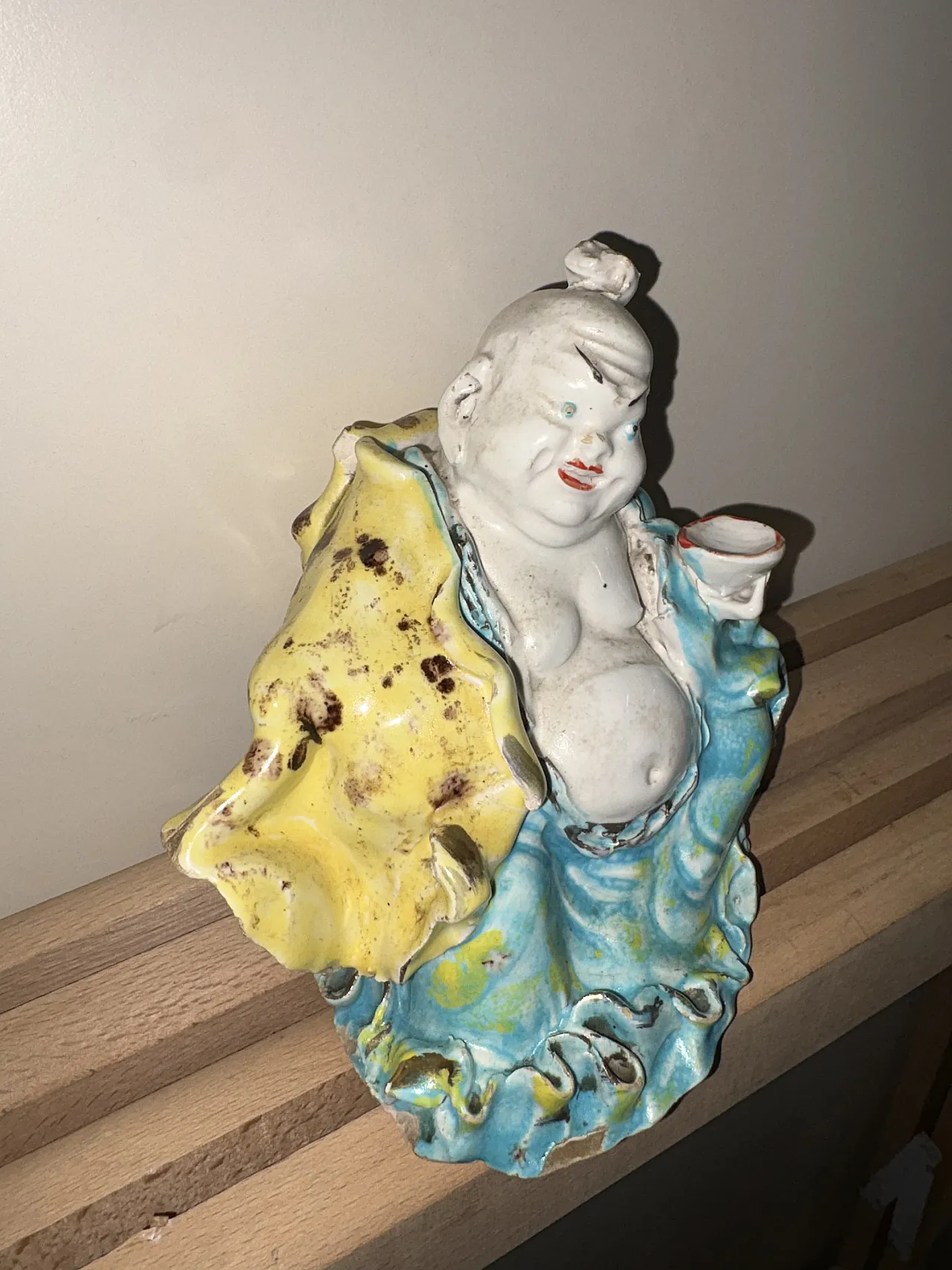 Ancient Buddha, painted statuette, 1950s 3