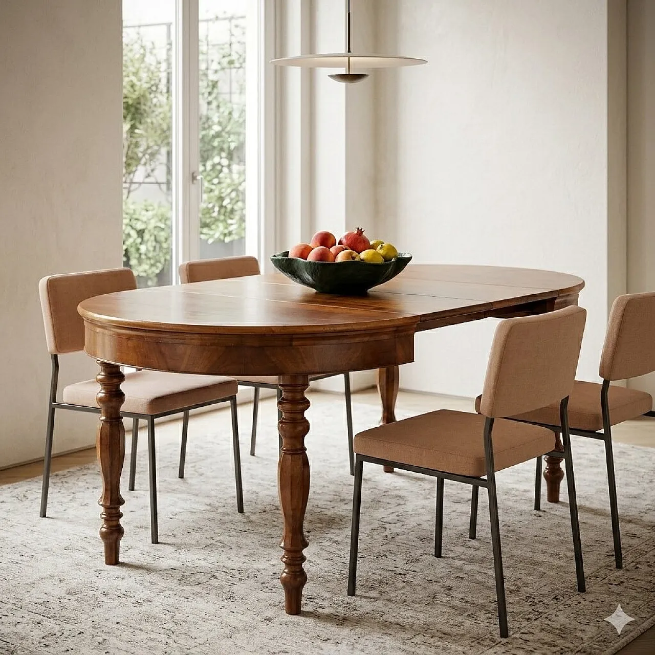 Umbertino table in walnut, 19th century 2