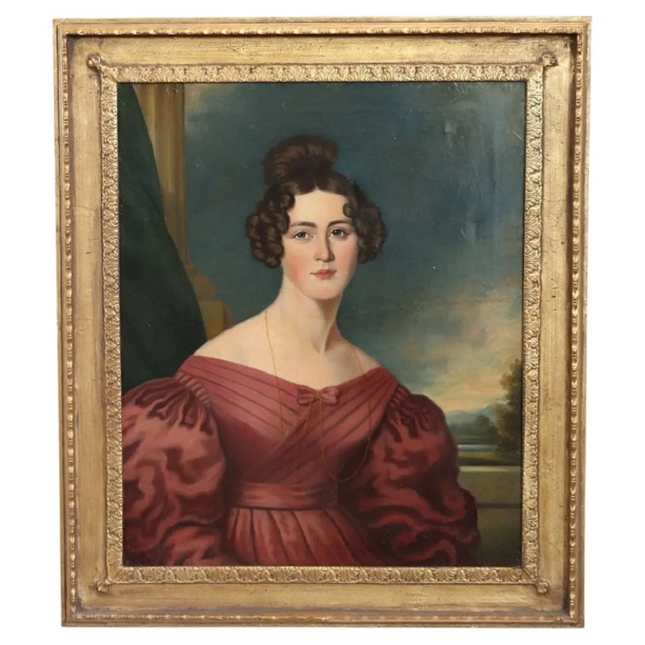 Dipinto olio su tela, ritratto di giovane donna, '800 1