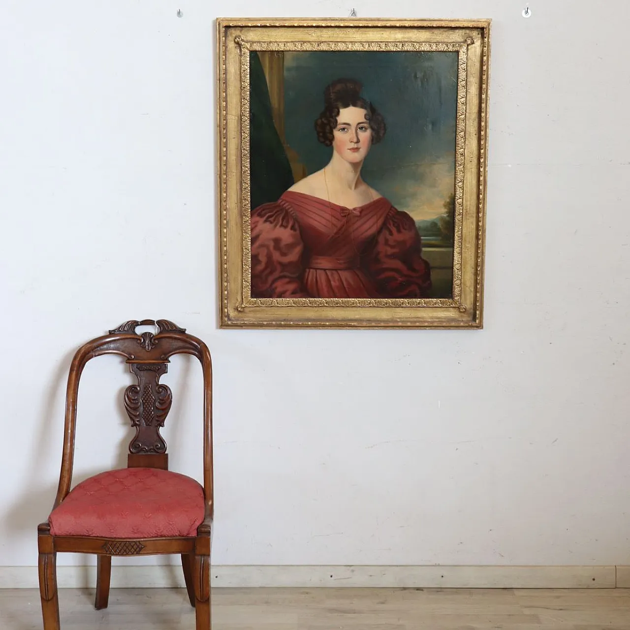 Dipinto olio su tela, ritratto di giovane donna, '800 3