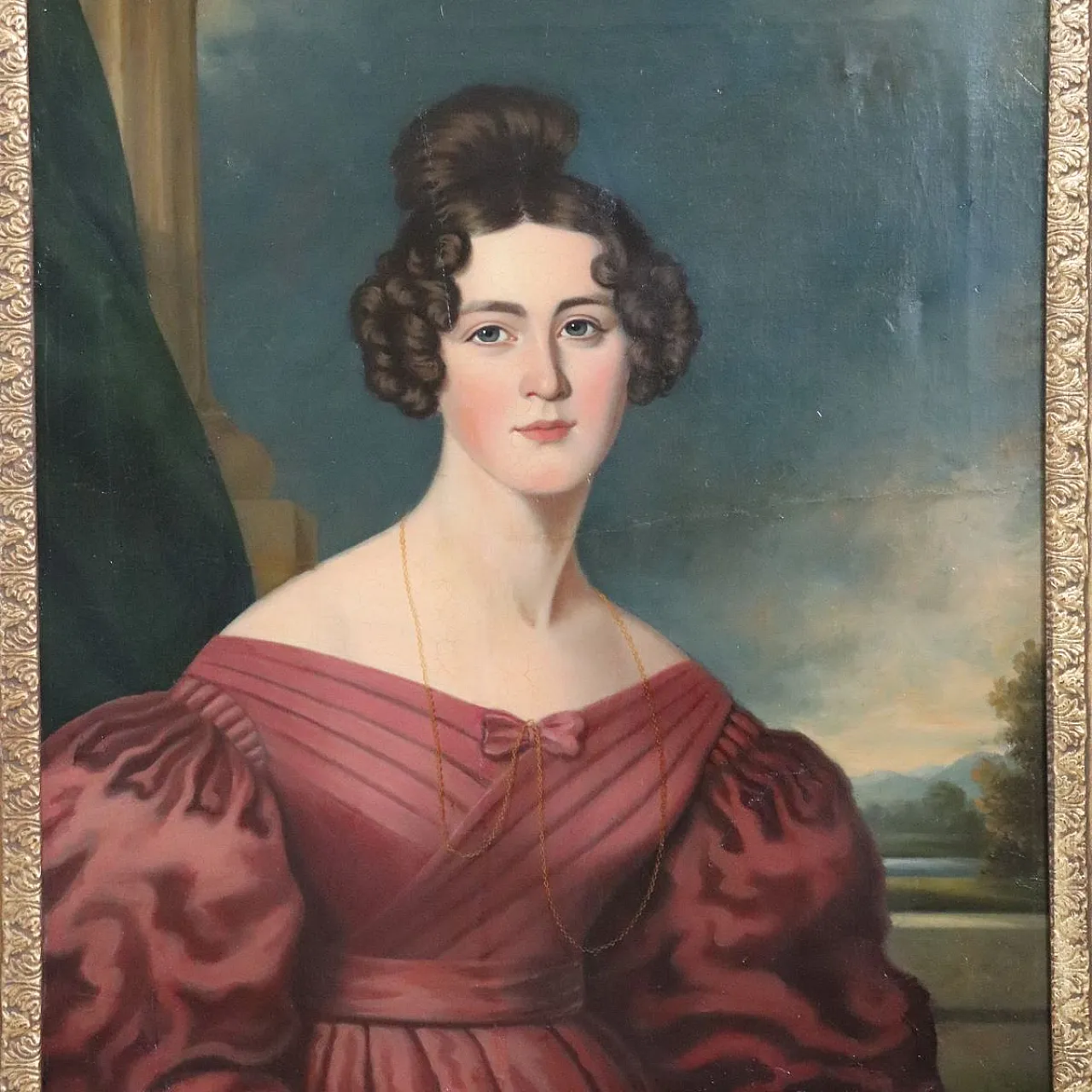 Dipinto olio su tela, ritratto di giovane donna, '800 4