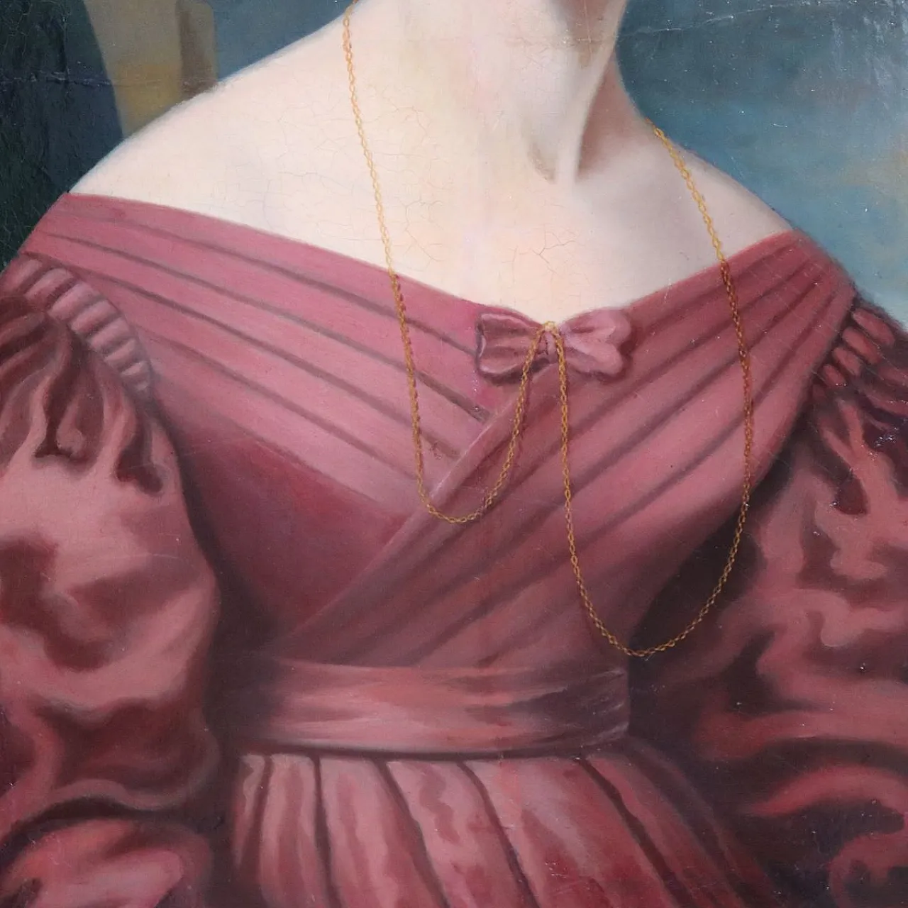 Dipinto olio su tela, ritratto di giovane donna, '800 6