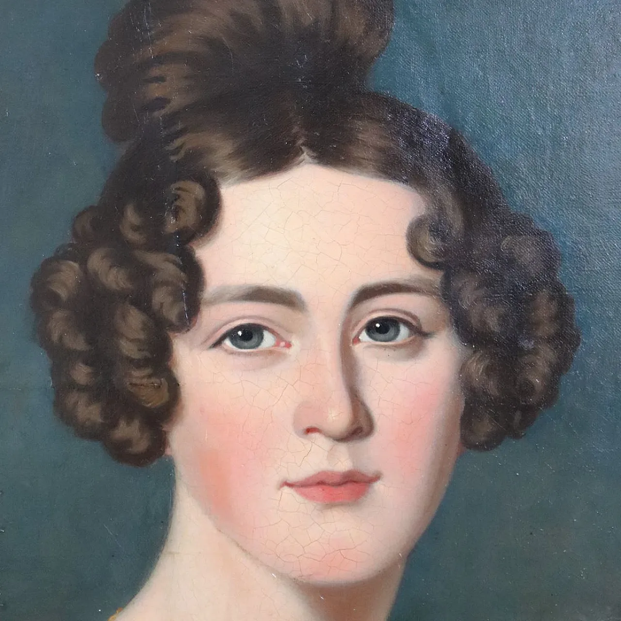 Dipinto olio su tela, ritratto di giovane donna, '800 7