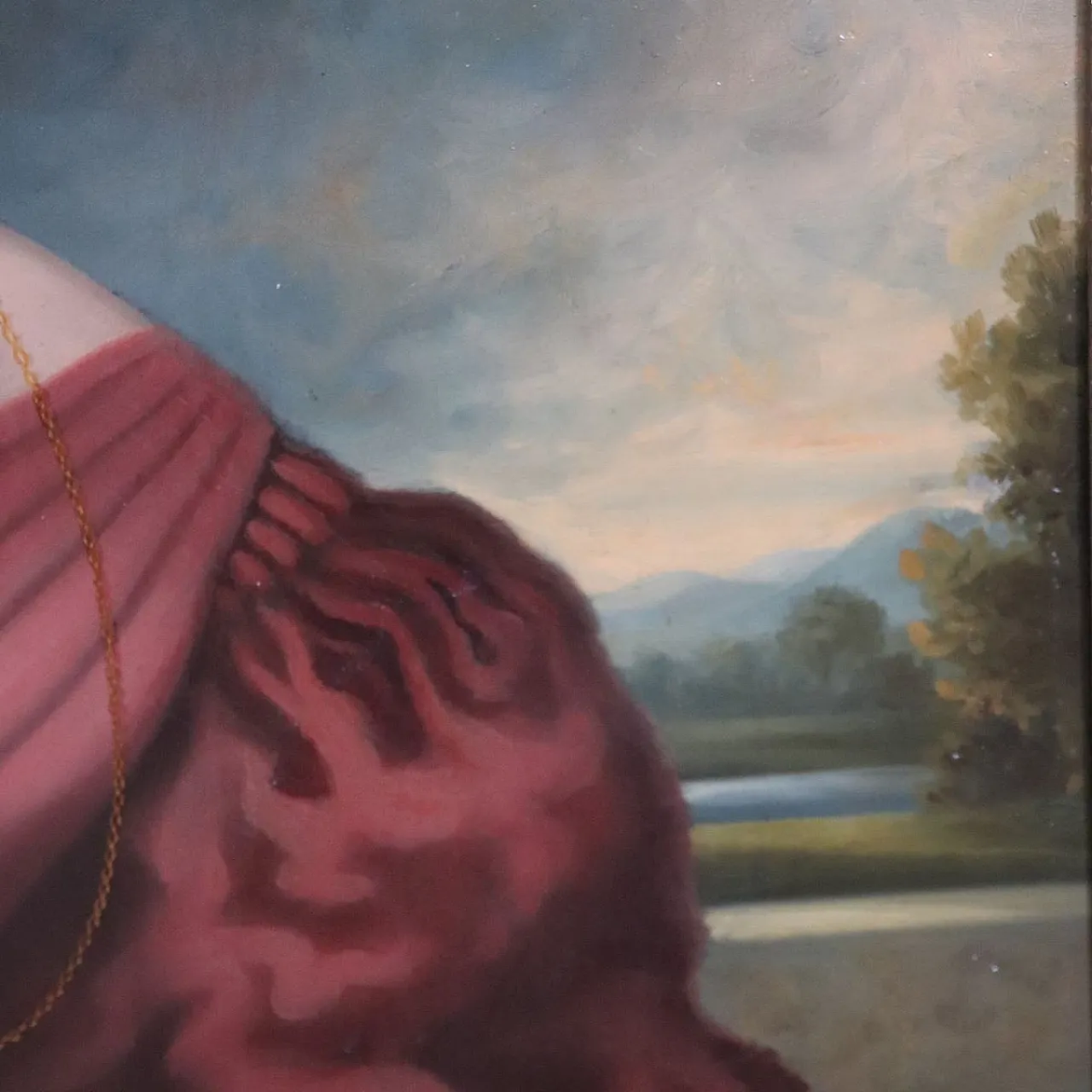 Dipinto olio su tela, ritratto di giovane donna, '800 8